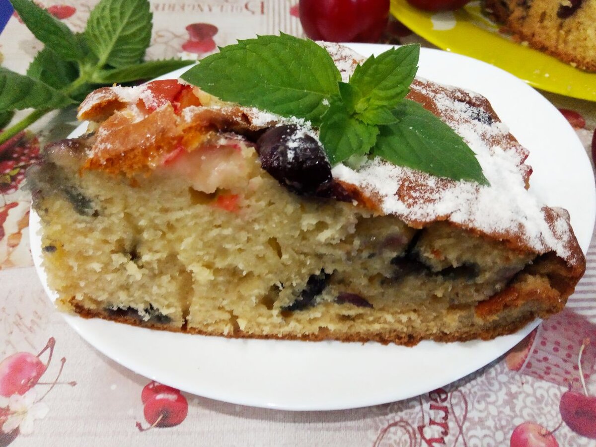 Нежный пирог на кефире с черешней: моментально и вкусно