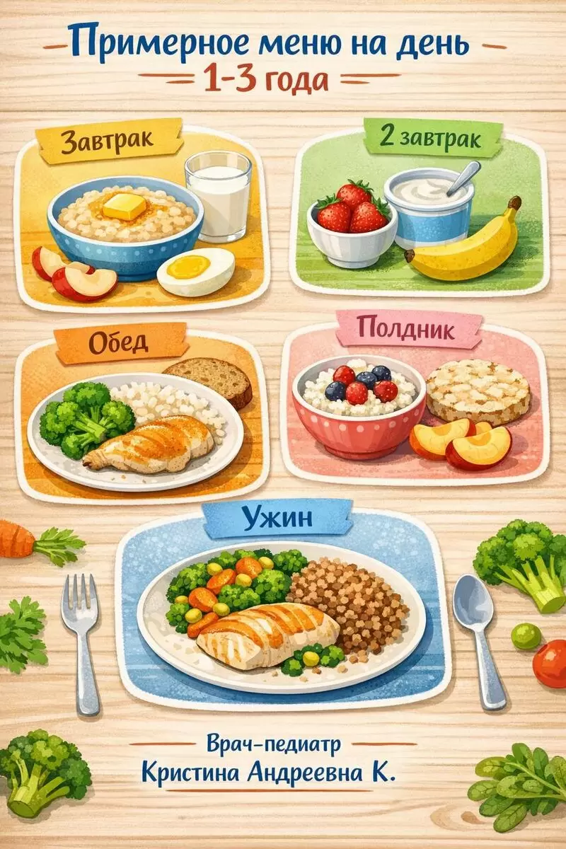 Как правильно организовать питание малыша от 1 до 3 лет