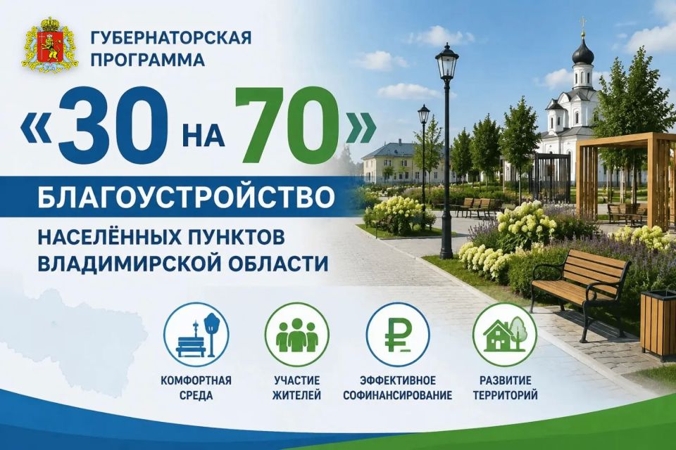 Около 70 млн рублей выделено по губернаторской программе «30 на 70» на благоустройство населённых пунктов Владимирской области