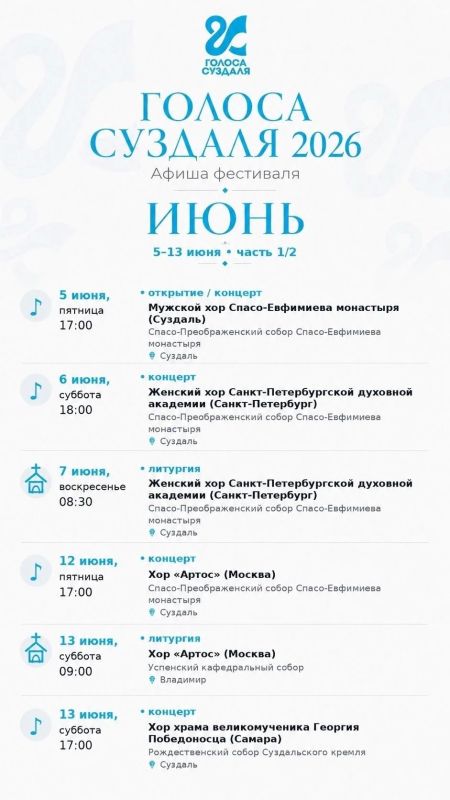 Фестиваль духовной музыки «Голоса Суздаля»: лето в окружении древних шедевров Фестиваль духовной музыки «Голоса Суздаля»: лето в окружении древних шедевров