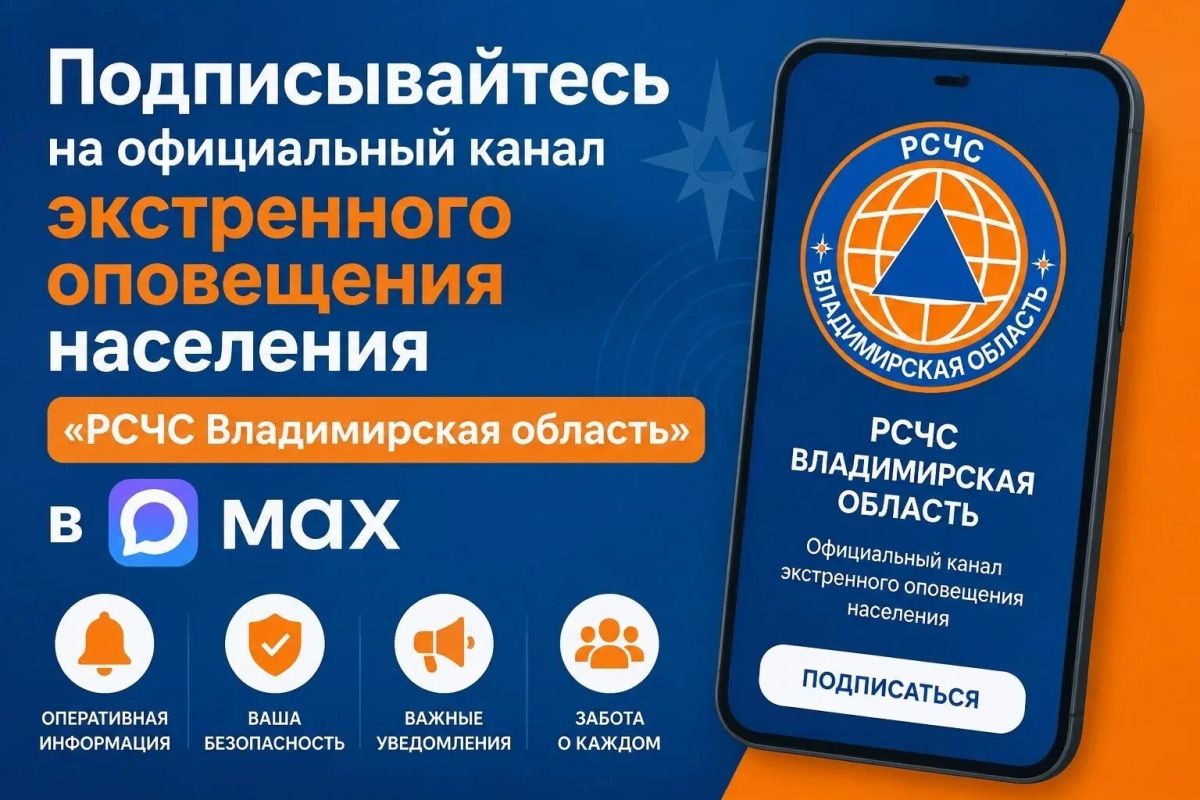 Подпишитесь на канал экстренного оповещения «РСЧС Владимирская область» в МАКС